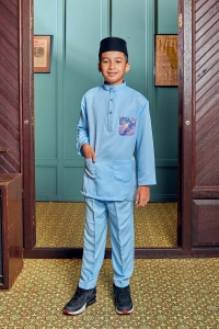 Baju Melayu Batik Kids in Baby Blue